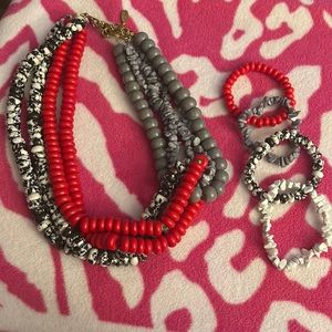 Vintage Sassy Jones  2 piece, Tezzra set in Red, Gray and Black and White